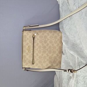 Coach Tan & Cream Signature Crossbody Bag
